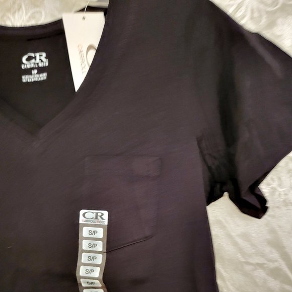 2/$25 NEW Black V-Neck Basic T-Shirt, 100% Cotton, Short Sleeves, Pockets! S/M - Picture 4 of 7